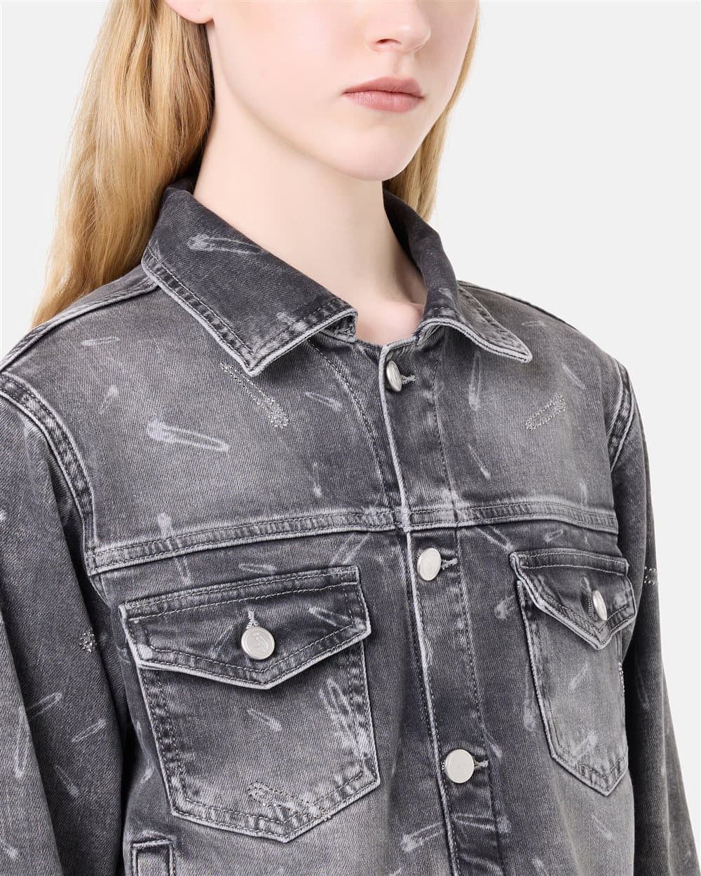 Grey Denim Jacket in Biodegradable Cotton 2