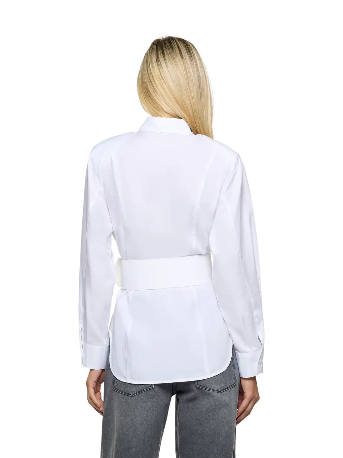 Shirt with covered belt and maxi buckle in poplin 3