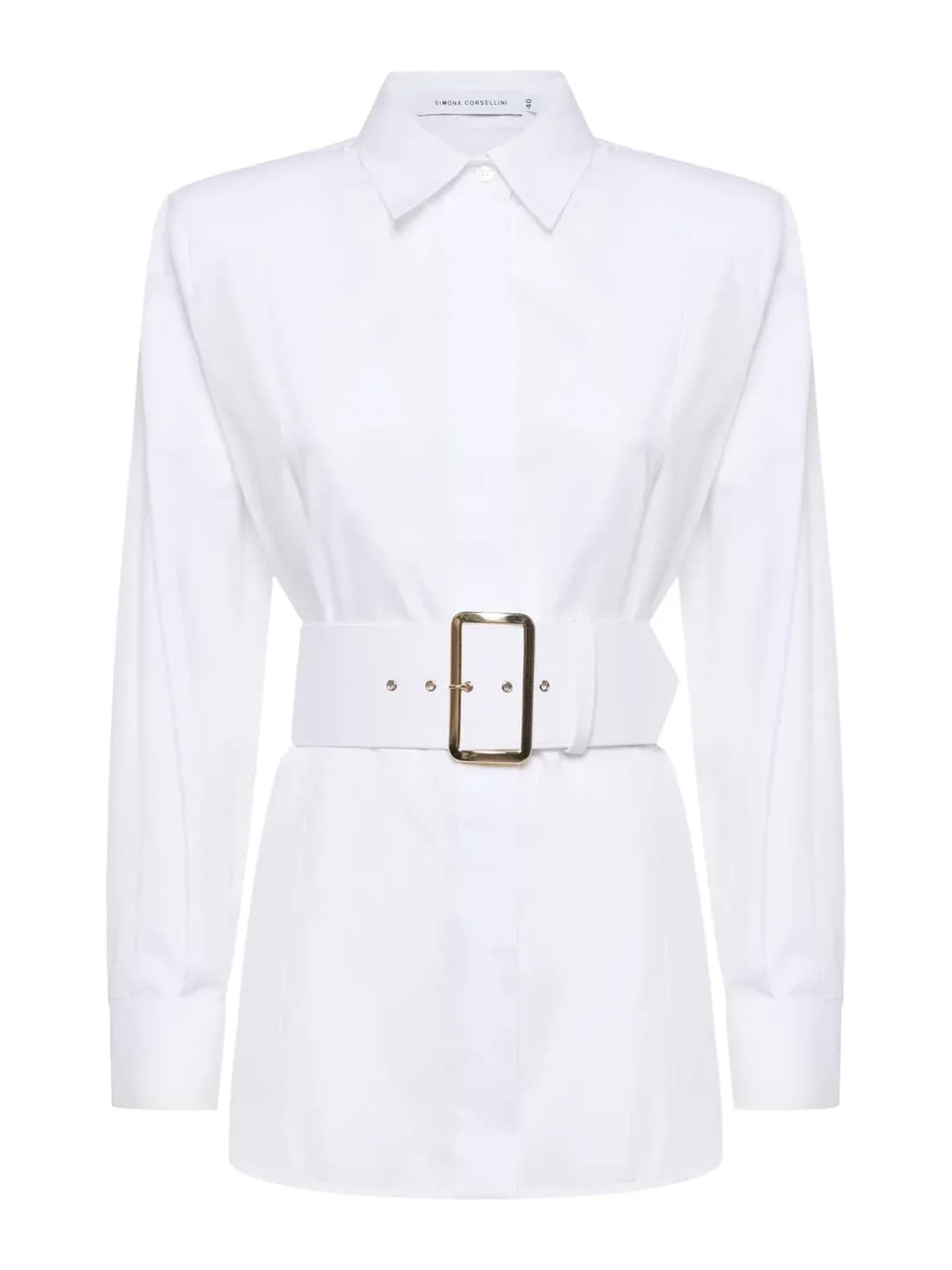 Shirt with covered belt and maxi buckle in poplin 2