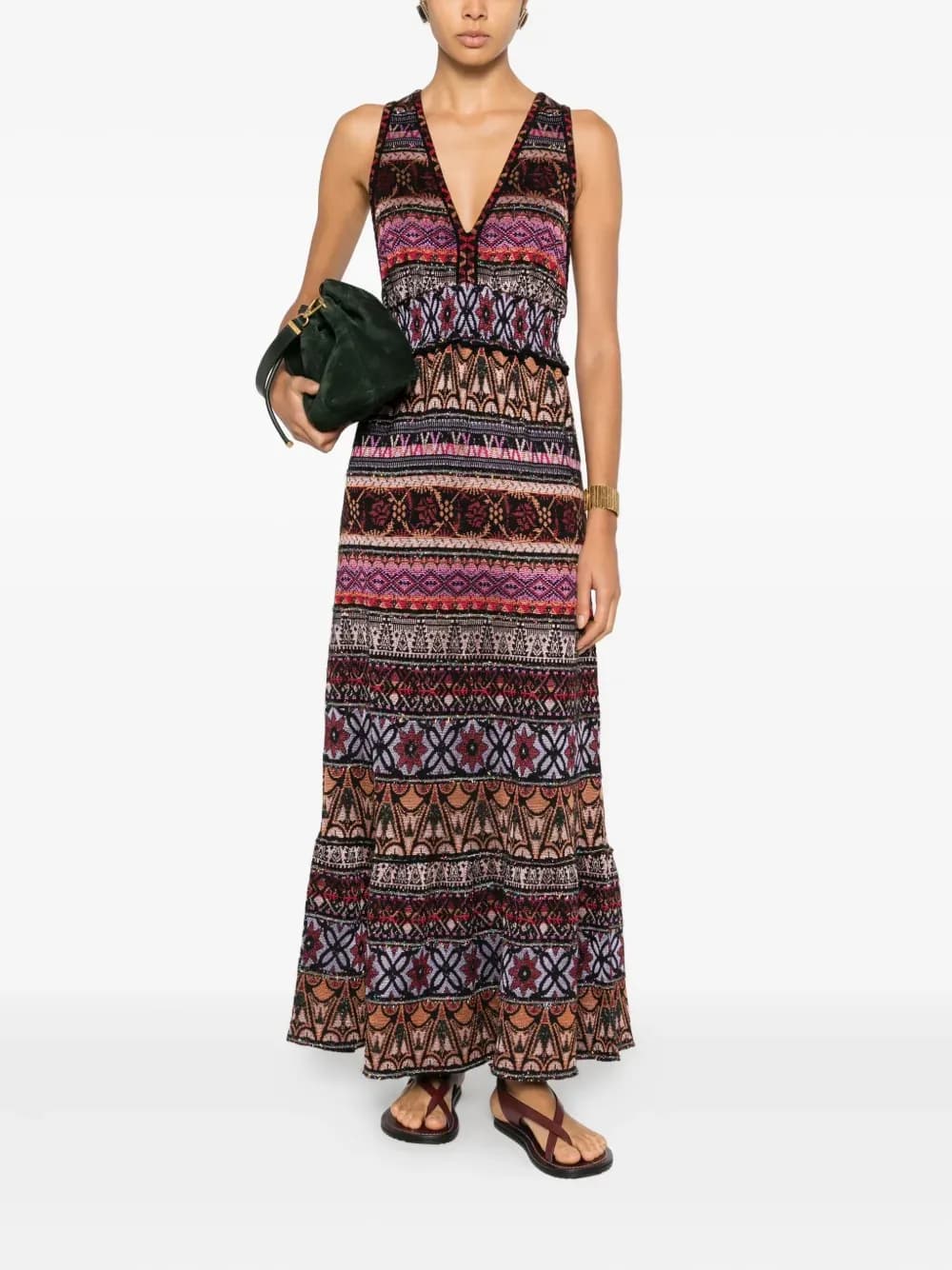 Multicoloured Knitted Maxi Dress
